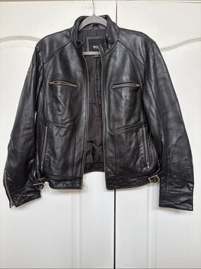 Mossimo Supply Co. Black Leather Zip Motorcycle Jacket